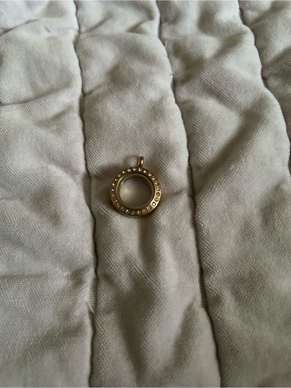 Origami Owl Gold-Tone Round Pendant with Crystal Accents